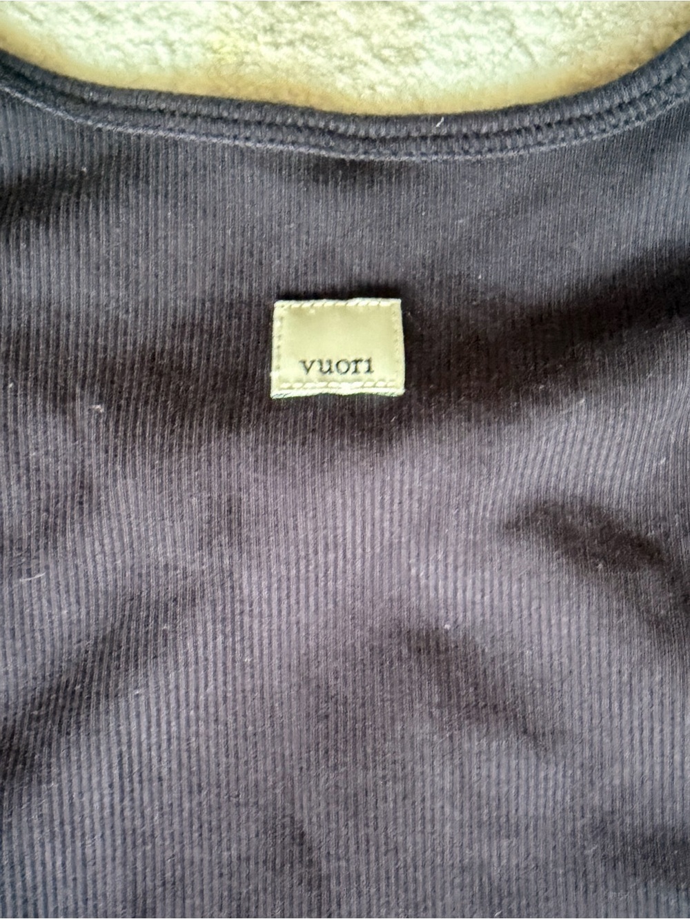 Vuori Black Ribbed Tank with Logo Patch